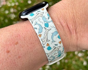 Summer Watch band for Apple Watch 38/40/41mm, 42/44/45/49mm - Sharks Gift for her - Cute Gift