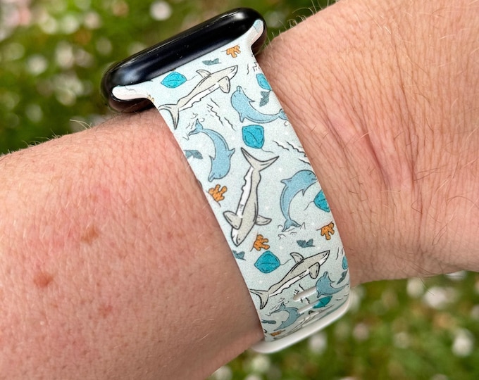 Summer Watch band for Apple Watch 38/40/41mm, 42/44/45/49mm - Sharks Gift for her - Cute Gift