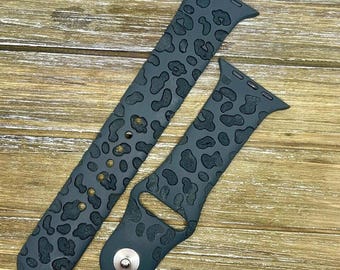 Leopard Print Apple Watch Band | Cheetah Watch Strap Women | Engraved Silicone Apple Watch Band | Gift for Her Series 1-11 38mm-49mm Ultra