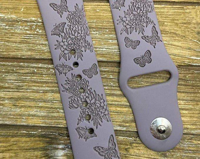 Spring floral womens watch band for apple watch band laser engraved butterfly and flowers 38mm 40mm 41mm 42mm 44mm 45mm 49mm gift