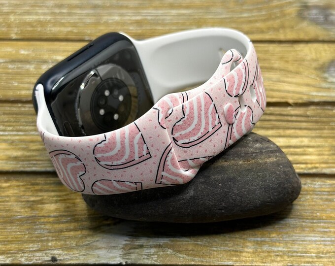 Valentine cookie hearts watch band for apple watch samsung fitbit versa silicone  red kisses xoxo love