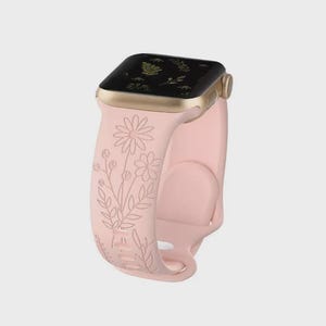 Correa de reloj Wildflower compatible con Apple Watch, correa de silicona de 38/40/41/42, 44/45/46/49, grabada con láser, regalo para el Día de la Madre. imagen 3