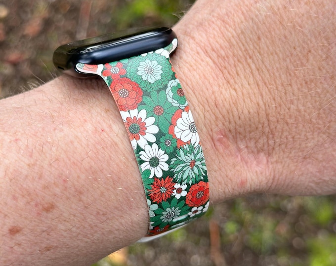 Christmas watch band for apple watch samsung watch & fitbit christmas flora #222 silicone 20 22 38 40 41 42 44 45