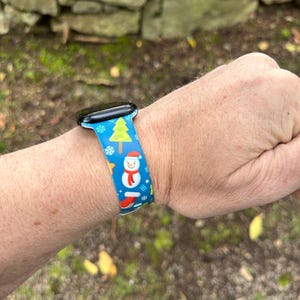 Christmas holiday watch band for apple watch samsung watch & fitbit snowman #300 silicone 20 22 38 40 41 42 44 45 49mm