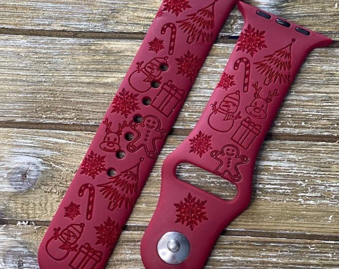 Iwatch band for christmas apple watch silicone strap winter edition compatible with apple watch series 1,2,3,6,7 size 40 41 42 44 45 gift