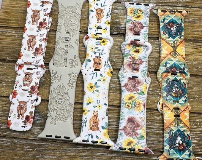 Highland cow watch band for apple watch  western collection strap 38mm 40mm 41mm 42mm 44mm 45mm 49mm gift