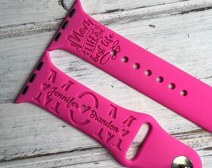 Personalized mom life watch band for apple watch iwatch band engraved silicone watch 38/40/41 42/44/45 strap mother’s gift birthday gift