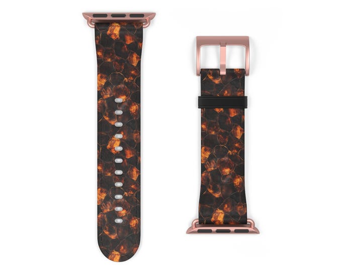 Tortoise Shell Print Apple Watch Band Fits All iWatch Series  Sizes 38mm 40mm 42mm 44mm  Women's Vegan Leather Strap With Classy Design