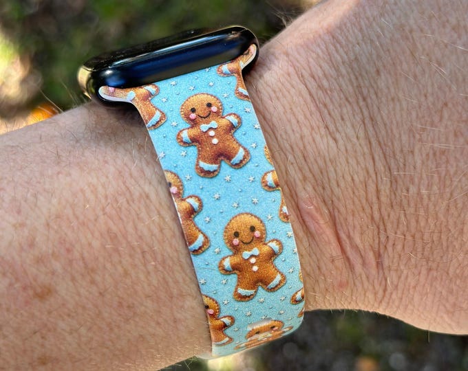 Christmas holiday watch band for apple watch samsung watch & fitbit gingerbead man #201 silicone 20 22 38 40 41 42 44 45 gift
