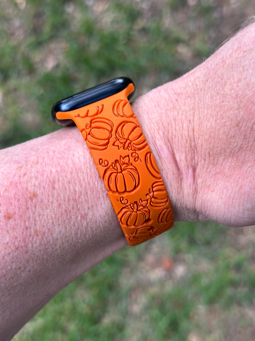Fall Halloween Watch Band for Apple Watch Pumpkins Engraved Silicone