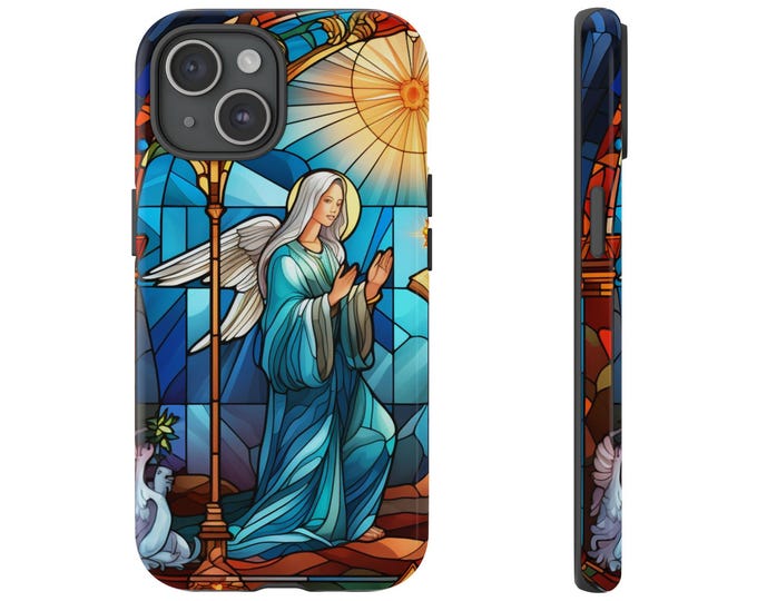 Christmas Phone Case for iPhone 16 15 14 13 Galaxy S 24 23 22 21 Faux Stained Glass Winter Cover Christmas Gift