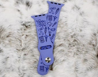 Nurse Life Engraved Silicone Apple Watch Band: Medical Gift