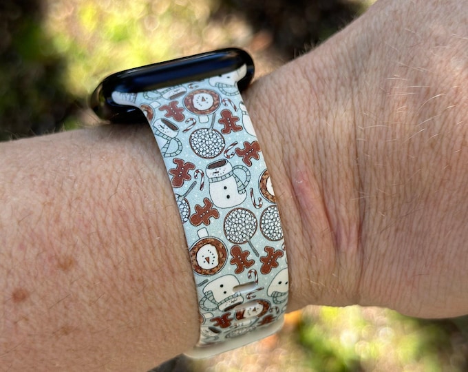 Christmasholiday watch band for apple watch samsung watch & fitbit christmas cookies #203 silicone 20 22 38 40 41 42 44 45