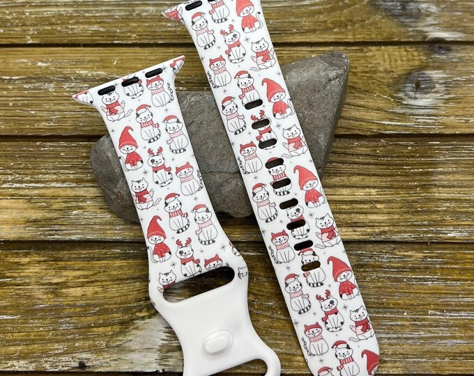 Christmas cats watch band for apple watch  38mm 40mm 41mm 42mm 44mm 45mm spooky band gift