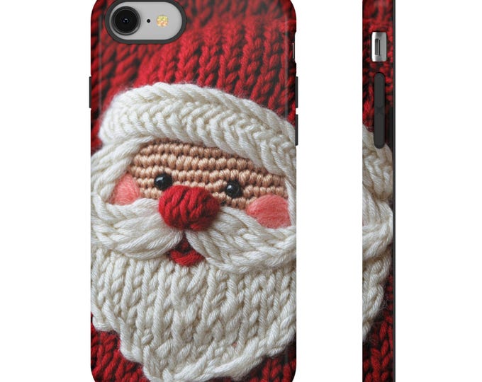 Christmas Santa Phone Case cover for Iphone 16 15 14 13 12 11 Samsung S24 S23 S22 S21 - Holiday Gift Faux Knit