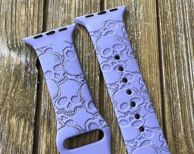 Skulls watch band for apple | gift for women personalized |silicone laser engraved 38 44 41 42 44 45mm gift