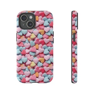 Candy Hearts Valentine Phone case Aesthetic Cover for iPhone 15, 14, 13, Xs, 11 Pro, 12 Samsung S23, S10, S22, S21, S20 Pixel 8