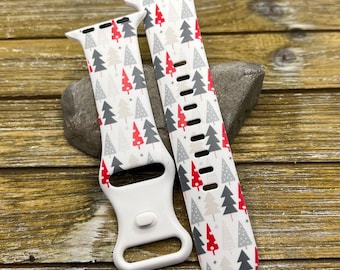 Winter trees silicone watch band compatible with apple watch  38mm 40mm 41mm 42mm 44mm 45mm gifts for her gift