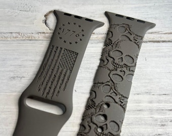 Skull watch band for apple skulls usa patriotic 1776 maga trump gift watch band military watch band