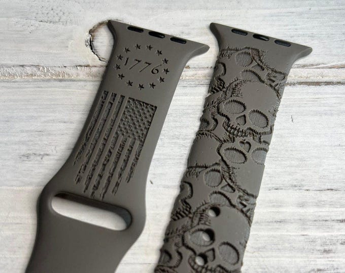 Skull watch band for apple skulls usa patriotic 1776 maga trump gift watch band military watch band