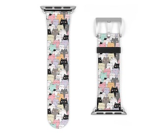 Cute Cats Apple Watch Band Strap For Series 4 5 6 7 8 9 10 11 SE Ultra 3 38mm 40mm 41mm 42mm 44mm 45mm 46mm 49mm