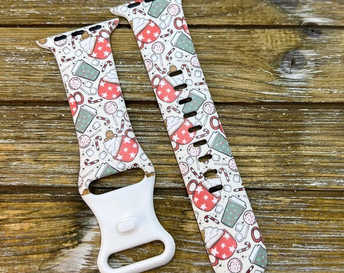 Christmas watch band compatible with apple watch coffee cream holiday winter    38mm 40mm 41mm 42mm 44mm 45mm gift