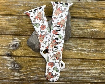 Christmas favorites watch band for apple watch silicone reindeer and candy holiday winter  38mm 40mm 41mm 42mm 44mm 45mm gift
