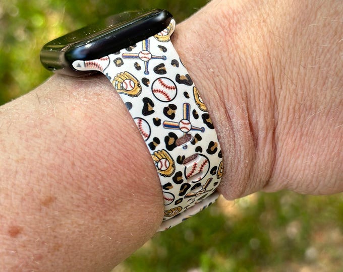 Leopard baseball watch band for apple watch samsung fitbit strap compatible 38mm 40mm 41mm 42mm 44mm 49mm cute watch bandsports gift