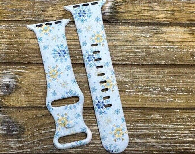 Winter snowflake watch band for apple samsung watch blue / gold silicone 20mm 22mm 38mm 40mm 41mm 42mm 44mm 45mm gift