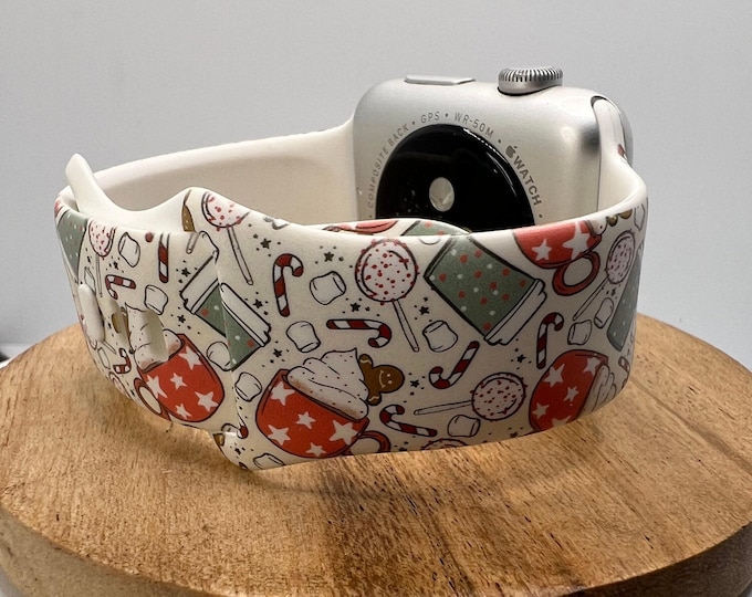 Christmas watch band for apple watch apple women watch band coffee cream  38mm 40mm 41mm 42mm 44mm 45mm 49mm ultra