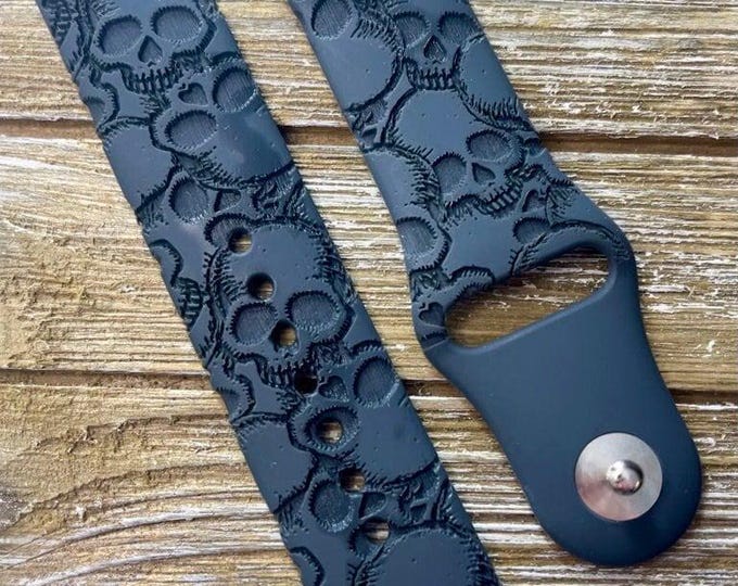 Skulls watch band for apple silicone gifts for him goth gift women men guy boyfriend husband personalized engraved 38 44 41 42 44 45 49 gift