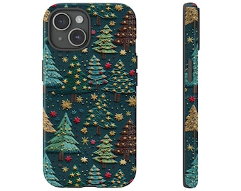 Christmas Trees Phone Case Cover fit for iPhone 15 Pro Max, 14 Plus, 13, 12, 11, XR, XS & Samsung S23, S22, A54, A53, Pixel 8, 7