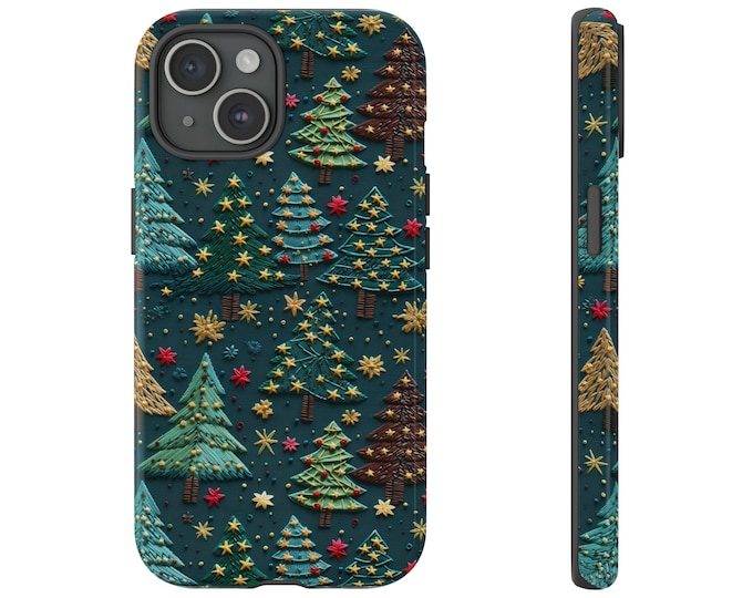 Christmas Trees Phone Case Cover fit for iPhone 15 Pro Max, 14 Plus, 13, 12, 11, XR, XS & Samsung S23, S22, A54, A53, Pixel 8, 7