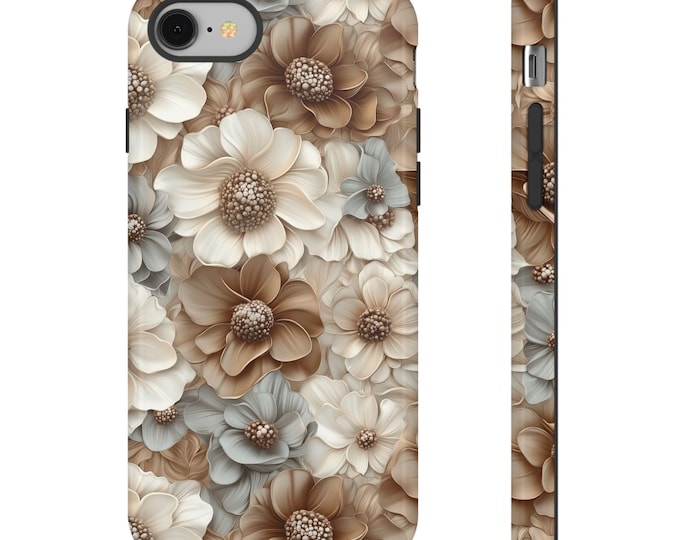 Bohemian Flowers Tough Phone Case, Floral Phone Cover, Impact Resistant Phone Case / iPhone 16, 15, 14, 13, 12, 11, Samsung, Google Pixel
