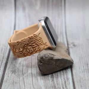 Highland cow watch band for apple watch western personalized engraved silicone gifts for her, mom, sister, aunt. fashion gift gift