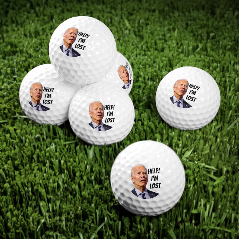 Pelotas de golf graciosas, regalo de broma, ayuda, estoy perdido, pelota de golf de Joe Biden, pelotas de golf, regalo para hombre confundido, Joe el dormilón, regalo de broma para él, regalo de Navidad imagen 5