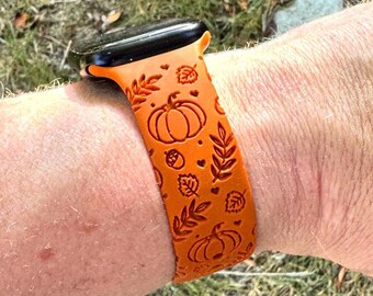 Halloween fall design for apple watch silicone band laser engraved, compatible 38/40/41mm, 42/44/45/46/49mm, series 1,2,3,4,5,6,7,8,9,10,se