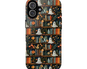 Halloween Boho Book Ghost Phone Case for Iphone 17 16 15 Samsung S25 S24 S23 Google Pixel 9 8 7 Protective Case
