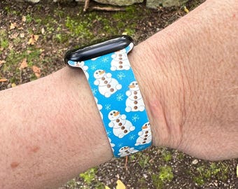 Wnter snowman watch band for apple watch samsung watch & fitbit snowman #215 silicone 20 22 38 40 41 42 44 45 49mm gift