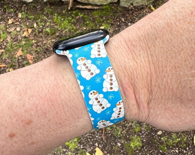Wnter snowman watch band for apple watch samsung watch & fitbit snowman #215 silicone 20 22 38 40 41 42 44 45 49mm gift