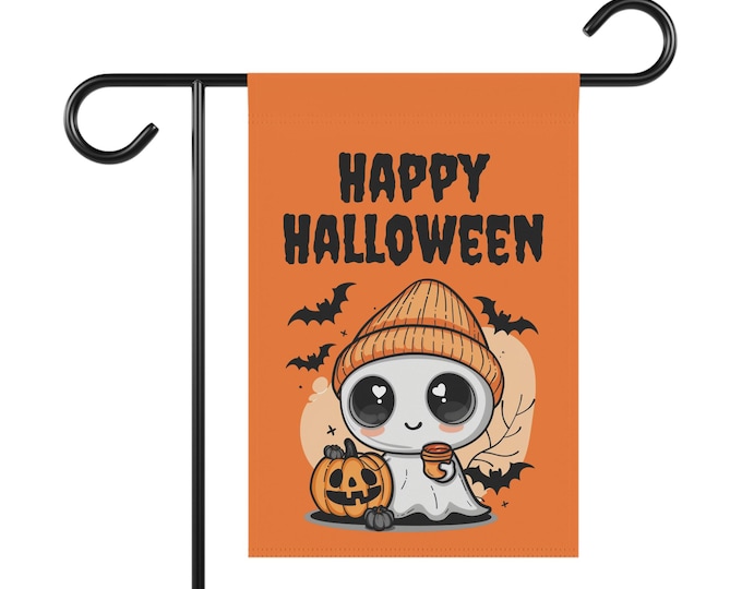 Cute Ghost Halloween Flag - Spooky Yard Banner for Outdoors, Trick or Treat Porch Decor, Fall Garden Flag, Halloween Gift Idea