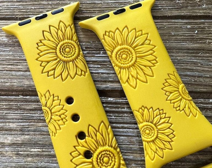 Sunflower watch band for apple floral women laser engraved 38mm 40mm 41mm 42mm 44mm 45mm gift