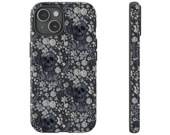 Gothic Floral Skull Phone Case: Double Layered iPhone & Samsung