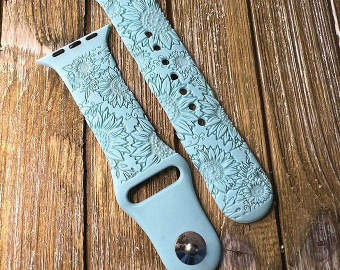 Sunflowers silicone watch band for apple #2 laser engraved 38mm 40mm 41mm 42mm 44mm 45mm mothers day gift gift