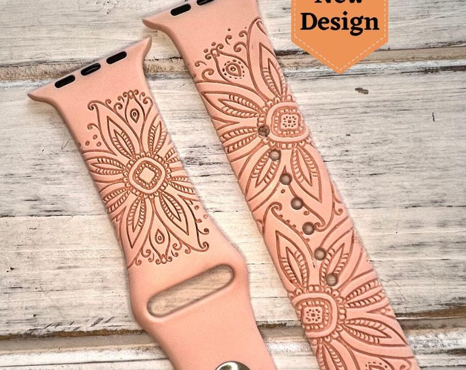 Spring widflowers watch band for apple 38mm 40mm 41mm 42mm 44mm 45mm personalized silicone mothers day gift laser engraved gift