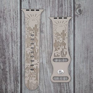 Western watch band for apple desert cactus silicone laser engraved strap 38mm 40mm 41mm 42mm 44mm 45mm 49mm gift