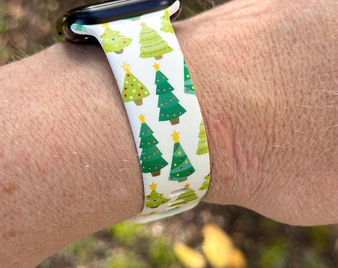 Christmas holiday trees watch band for apple watch samsung watch & fitbit xmas trees #209 silicone 20 22 38 40 41 42 44 45