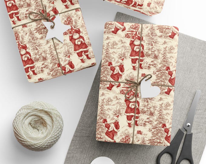 Vintage Christmas Toile Gift Wrap Holiday Gift Wrapping Paper Victorian Christmas Gift Wrap Xmas Christmas Vintage Wrapping Paper Roll Gift
