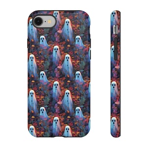 Embroidered Floral Ghosts Phone Case: Vintage Cottagecore Gothic