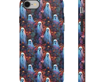 Embroidered Floral Ghosts Phone Case: Vintage Cottagecore Gothic